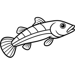 Elegant Lanternfish Vector Line Drawing