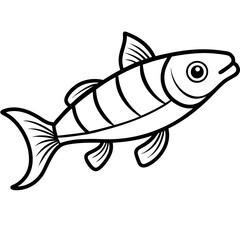 Elegant Lanternfish Vector Line Drawing