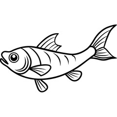 Elegant Lanternfish Vector Line Drawing