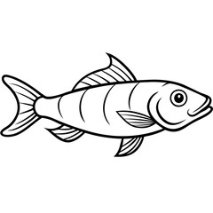 Elegant Lanternfish Vector Line Drawing