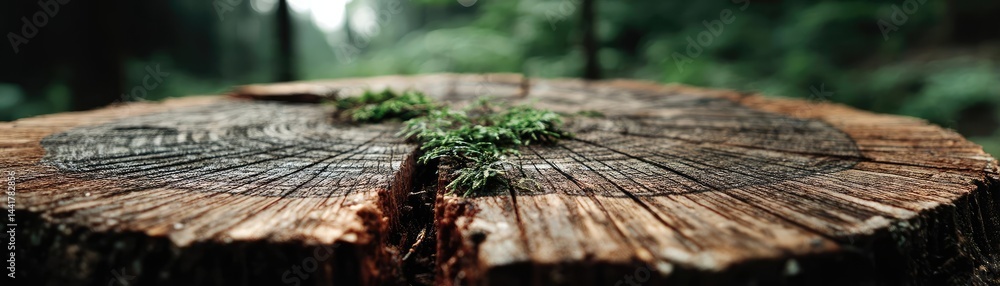 Poster tree stump showing impact of climate change and deforestation concept. a close-up view of a tree stu