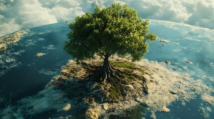 Green tree on earth for ecology friendly concept and World environment and sustainable development concept