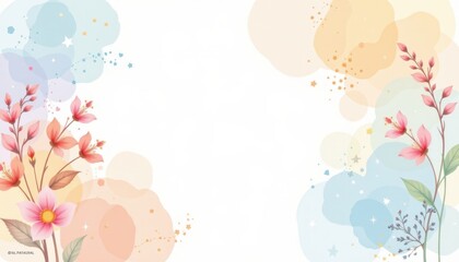 Subtle white background adorned with pastel watercolor clipart.
