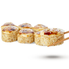 baked sushi roll with sesame
