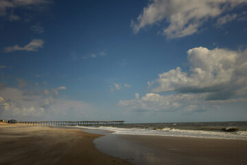 Side view of Avon Pier and beach Cape Hatteras National Seashore