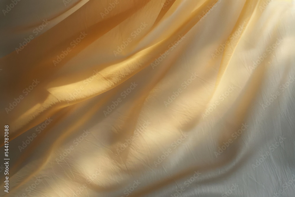 Poster soft flowing golden and cream fabric with delicate folds and subtle shadows creating a warm and sere