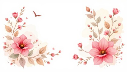 Naklejka premium Delicate watercolor clipart on a minimalistic white backdrop.