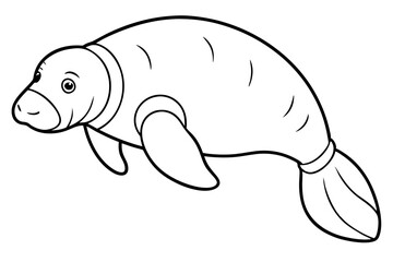 Elegant Manatee Line Art