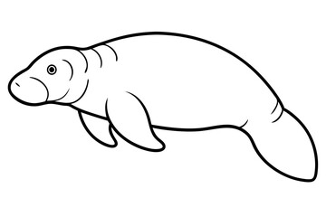 Elegant Manatee Line Art