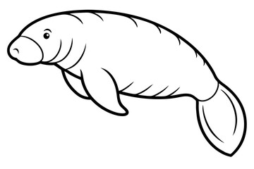Elegant Manatee Line Art