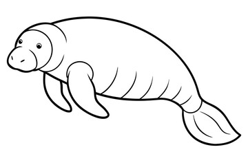 Elegant Manatee Line Art