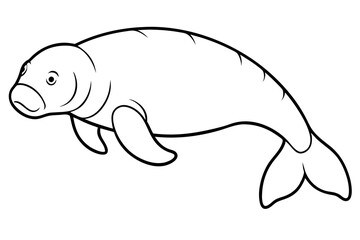 Elegant Manatee Line Art