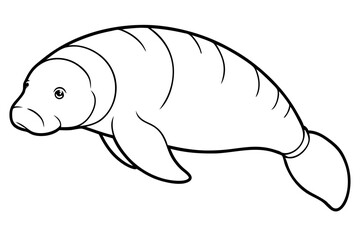 Elegant Manatee Line Art