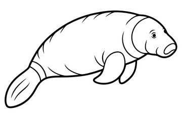 Elegant Manatee Line Art