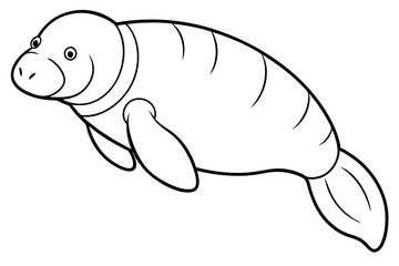 Elegant Manatee Line Art