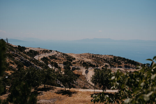 Llogara Pass of SH8 Highway,Albanian Riviera Coastline