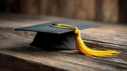A single graduation cap with yellow tassel, symbolizing achievement and new beginnings