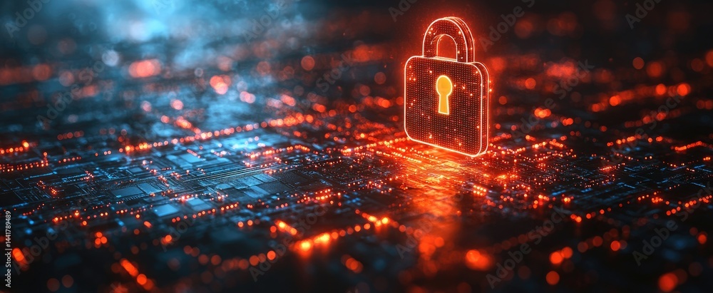Poster digital security lock on a circuit board.