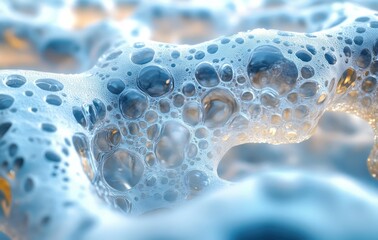 Abstract Bubbles with Blue Foam Texture.