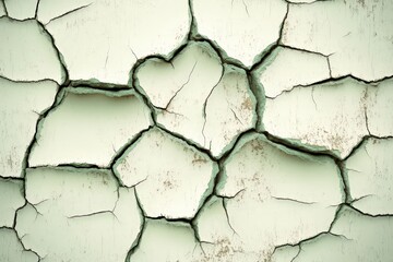 Pale green surface with deep, intricate cracks.