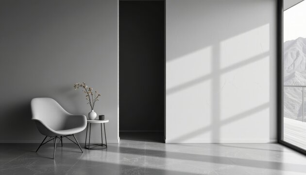 Minimalist color palette with monochrome tones.