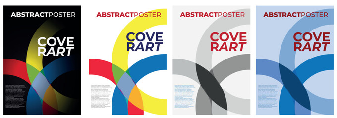 Colorful abstract posters with intersecting circles and text