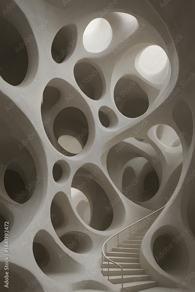 Poster abstract architectural staircase: an intriguing image showcasing a modern architectural design with 