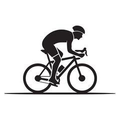 Cyclist Black Vector Black silhouettes, Simple Design Icon with White Background