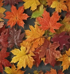 Fototapeta premium Close-up of maple leaves in various autumnal colors , spectacular, detail