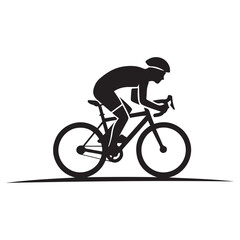 Cyclist Black Vector Black silhouettes, Simple Design Icon with White Background