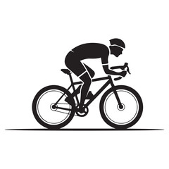 Cyclist Black Vector Black silhouettes, Simple Design Icon with White Background