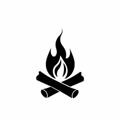 Campfire Icon Black and White Simple Design