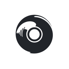 Stylized Vinyl Record Icon Black and White