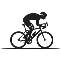 Cyclist Black Vector Black silhouettes, Simple Design Icon with White Background