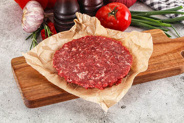 Raw beef burger cutlet minced meat