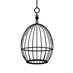Elegant Black Birdcage Illustration Hanging Design