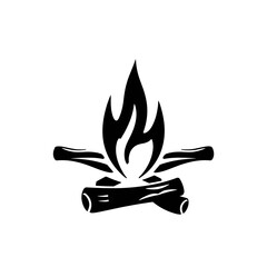 Campfire Logo Design Black and White Icon