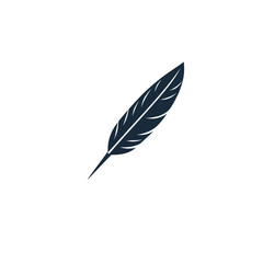 Simple Dark Quill Feather Icon Design