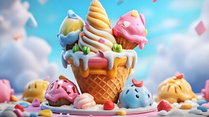 Delicious cartoon dessert ice cream