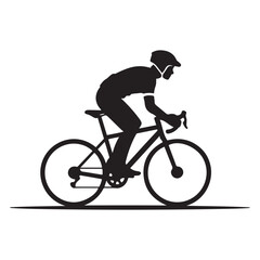 Cyclist Black Vector Black silhouettes, Simple Design Icon with White Background