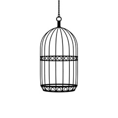 Elegant Black Birdcage Hanging Illustration