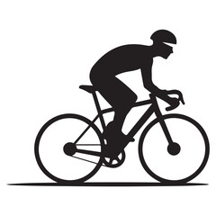 Cyclist Black Vector Black silhouettes, Simple Design Icon with White Background
