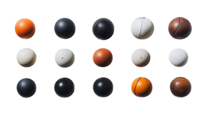 Various Textured Spheres on Transparent Background, PNG