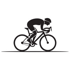 Naklejka premium Cyclist Black Vector Black silhouettes, Simple Design Icon with White Background