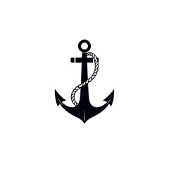 Nautical Anchor with Rope Icon Graphic Design