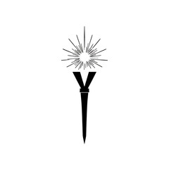 Abstract Black and White Torch Icon Design