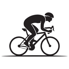 Cyclist Black Vector Black silhouettes, Simple Design Icon with White Background