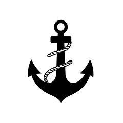 Black Anchor with Rope Nautical Design Graphic