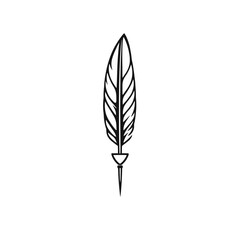 Simple Black Quill Feather Pen Icon Illustration