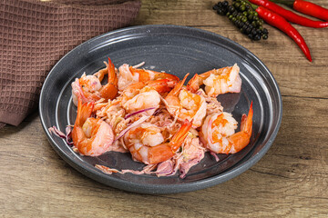 Shrimp cocktail with salad and sauce